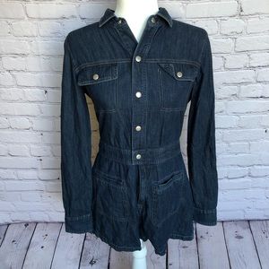 EXPRESS Denim Long Sleeve Short Button Romper Jumper Size Medium